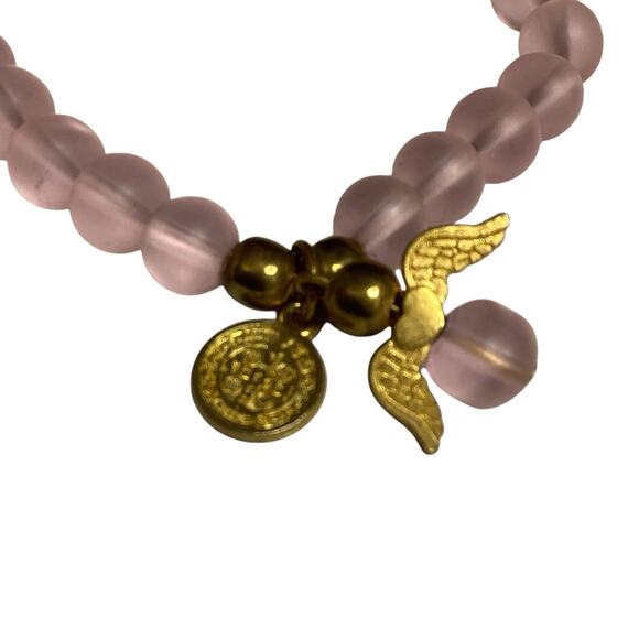 Rose Quartz Bracelet, Angel Charm Beaded Bracelet of Love and Healing Energy - Picture 5 of 5